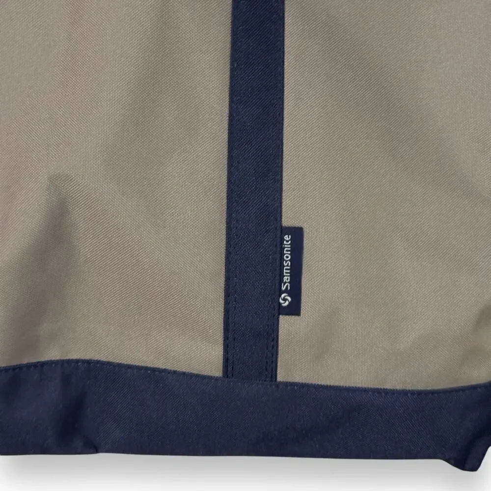 Samsonite Shoulder Bag Tan Blue Zip Closure Travel Pool Gym 16 in x 23 in